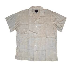 Saddlebread Cuban Pleated Lightweight Tan‎ Linen Shirt X LARGE Cruisewear Summer